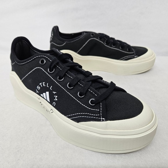 Adidas Stella McCartney Court Cotton Fashion Sneaker HP5702 Black Men's Size 6.5